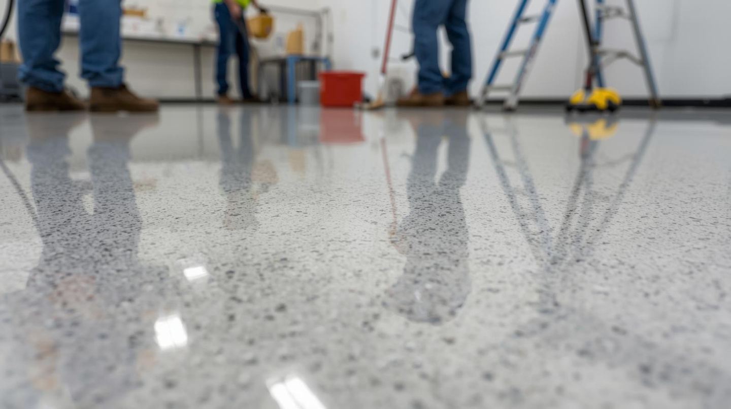 Piso con efecto mármol ámbar y reflejos
